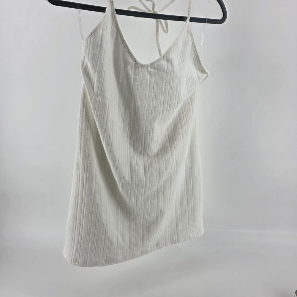 Wild Fable White Ribbed Halter Top V-Neck Sleeveless M 8-10 (719)